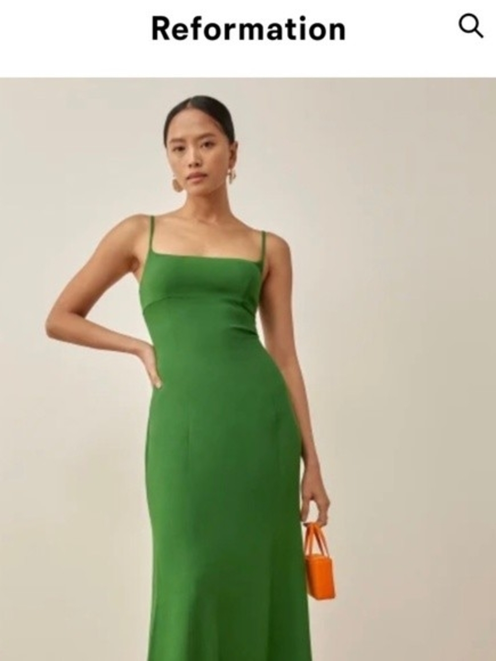 Reformation Liya Crepe Sleeveless Midi Dress in Kelly Green